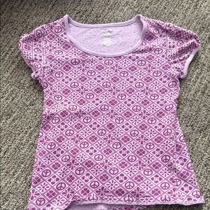 Purple Peace Sign Patterned T-Shirt